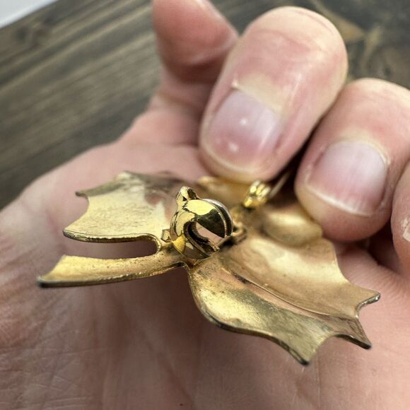 3 Vintage Gold Tone Textured Leaf Brooch Pins Feather Costume Estate Jewelry - Picture 11 of 16